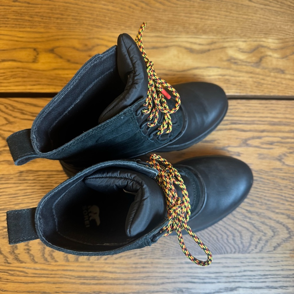 Women's Sorel Black Lennox Leather Waterproof Lace Up Outdoor Duck‎ Boots Size 9 - Picture 3 of 10
